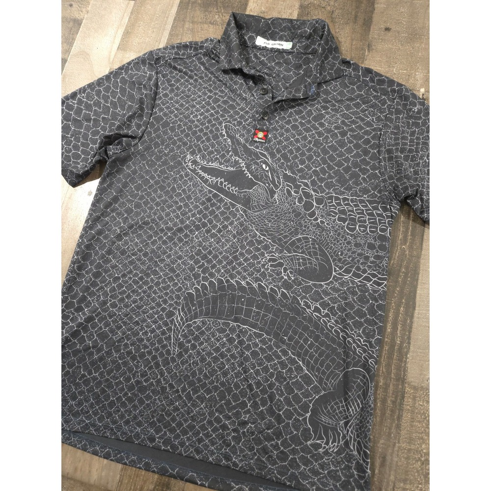 FloGrown Men's Hidden Threat Golf Polo Alligator Black Grey Size M